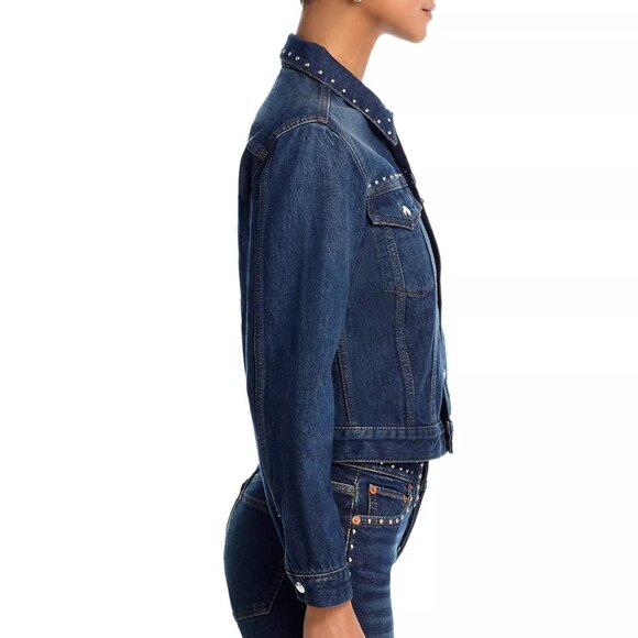 350$ RE/DONE Baby Snap Denim Trucker Jacket Long Sleeves Size XS Faded Rider - Picture 5 of 5